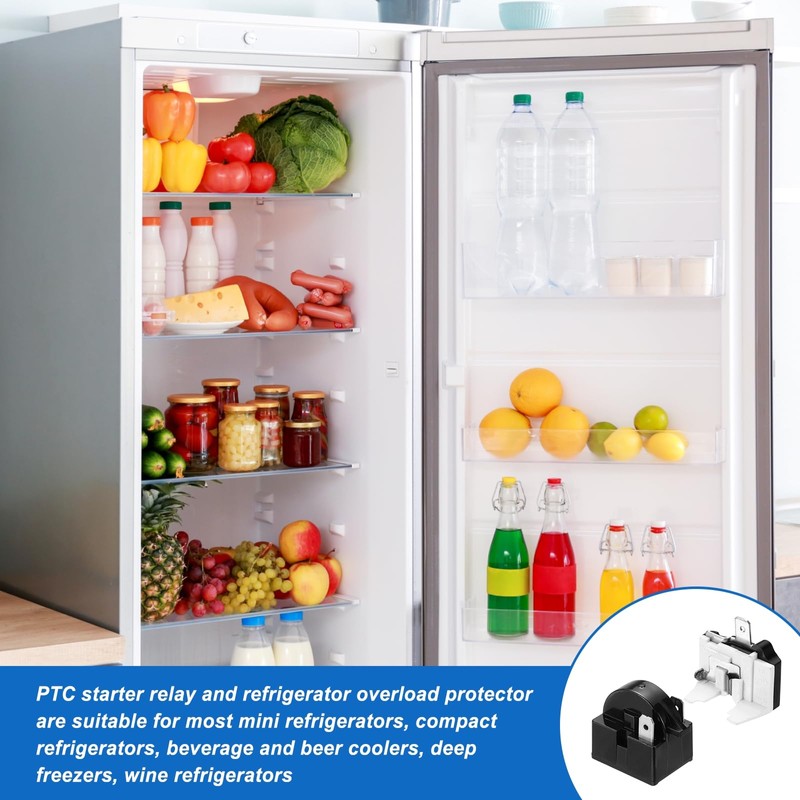 sourcing map 2 Set PTC Refrigerator Starter Relay 4.7 Ohm