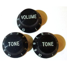 Black guitar control knobs 0-10 scale 2x tone + 1x volume Speed Knob for Stratocaster Telecaster Gibson Ibanez Etc.