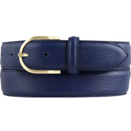 BELTINGER Ladies Italian Belt 35mm Wide Ladies Chino Belt Trouser Belt Textured Leather Buckle Gold, Blue, Gold