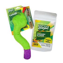 KITTY KA-ZOOM Snake Toy and Chicken Treat Bundle for Cats