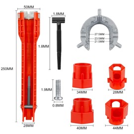 RUAKIVA 14 en 1 Llave Multifunción,Herramienta Llave para Lavabo,Llave Multifunción,Adecuada para Inodoro,Lavabo,Baño,Instalación de Tuberías de Cocina,Reparación y Herramientas de Extracción
