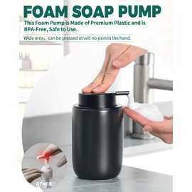 BosilunLife Black Foam Soap Dispenser - Ceramic Foaming Hand Soap Dispenser for Bathroom Modern Farmhouse Small Soap Dispenser Lotion Hand Pump Dispenser for Kitchen Sink