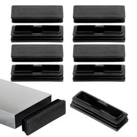 10 Pack 3 x 1 Inch Rectangle Plastic Tubing End Caps, Rectangle Chair Leg Caps Hole Plugs, Black Tube Insert Plug Cap for Table Chair Glides Fence Plug Floor Protector Fitness Equipment