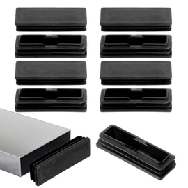 10 Pack 3 x 1 Inch Rectangle Plastic Tubing End Caps, Rectangle Chair Leg Caps Hole Plugs, Black Tube Insert Plug Cap for Table Chair Glides Fence Plug Floor Protector Fitness Equipment