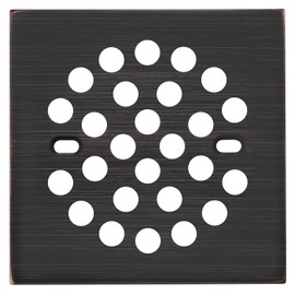 RRAJJ Square Improve 4-1/4 Inch(108mm*108mm) Screw-in Shower Floor Drain Grate Strainer (Oil Rubbed Bronze)