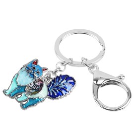 DUOWEI Cute Cat Keyring Cat Keychain Dainty Cat Gifts for Women Girls Bag Wallet Car Key Charms (Arctic)