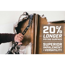 Spec Ops Tools 18" Flat Pry Bar Crowbar, Lightweight Skeletonized Design, Teardrop Nail Puller, High-Carbon Steel