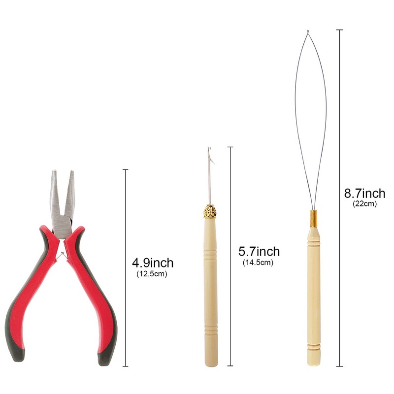 Hair Extension Tool Kit, Bead Device Tool, Silicone Lined Links
