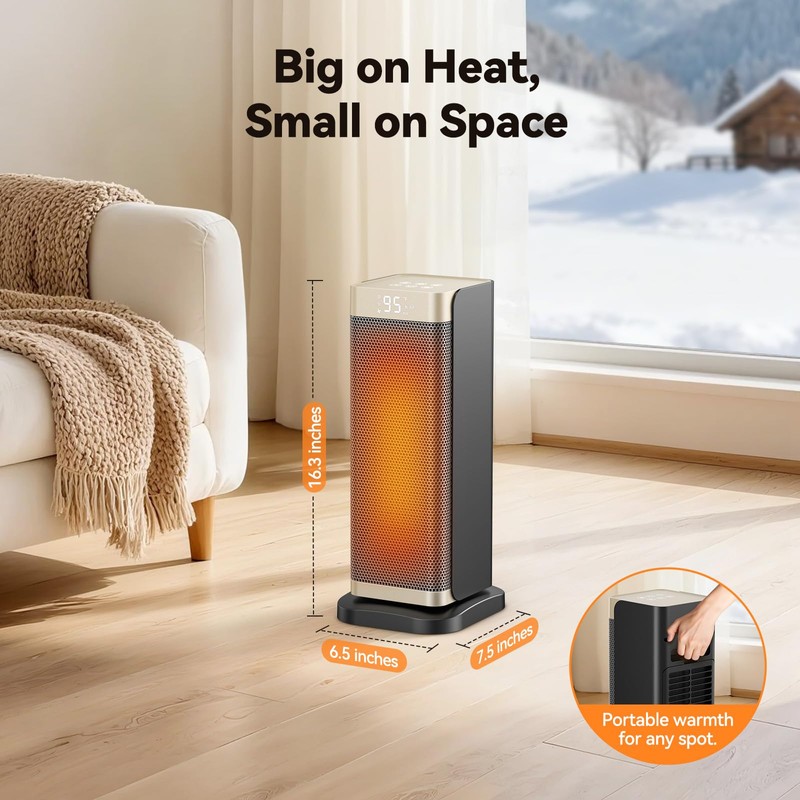 Space Heaters for Indoor Use, 1500W Electric Heater with Thermostat,