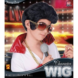 Widmann 46928 - Kinderperücke King of Rock 'n Roll, schwarz, Kostüm, Karneval, Mottoparty