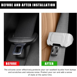 2 PCS Car Seat Belt Buckle Covers, Anti-Scratch Silicon Seat Belt Buckle Protector for Car Safety, Automotive Seat Belt Clips Cover for Van Truck, Interior Car Accessories (White, One Size)