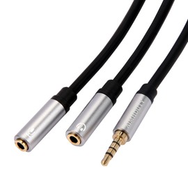 AIMHDUTY Headset Splitter, 3.5mm Headphone Mic Splitter Cable with 1 Male to 2 Female Mic and Audio Microphone Jacks (Not for Dual Audio Jacks)