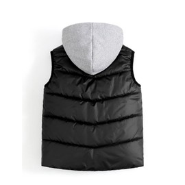 SEAUR Children's Down Vest, Winter Hooded Vest, Boys and Girls, Outdoor Windproof Lightweight Puffer Vest with Hood 128-164, black