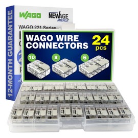 WAGO 221 Series 10 AWG 24pc Splicing Wire Connector Assortment Pack for Hazardous Locations | Compact Lever Nuts Assortment with Case | Includes (10x 221-682), (8x 221-683), (6X 221-685)