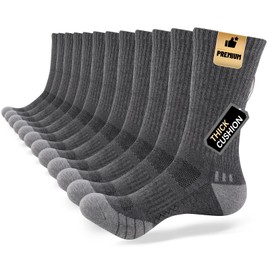 COOPLUS Mens Cushion Crew Socks Athletic Running Moisture Wicking Work Socks Performance Breathable Socks for Men (6 Pairs)