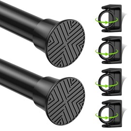 Small Tension Rods 2Pack 18-36Inch Black Tension Curtain Rod Spring Rod Adjustable Curtain Rod No Drilling Curtain Rods for Windows Short Tension Rods for Doorway,Closet,Window