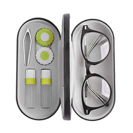2 in 1 Double Use Portable Glasses Case Set Compatible with Contact Lens and Eyeglasses Case