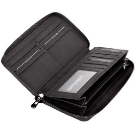 Compagno Women's Plain Zip Around Purse, black, Casual