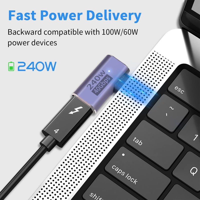 Poyiccot USB C Angle Adapter 240W, USB C Extension Connector,
