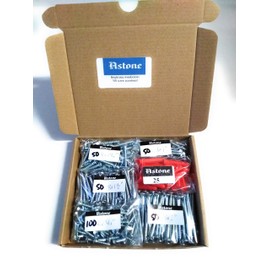 Astone bright zinc wood screws letterbox packs 6 x 3/4 inch, 6 x 1", 8 x 1.1/4", 8 x 1.1/2", 8 x 2" (300 screw assortment)