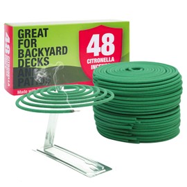 Citronella Incense Coil - Each Coil Could Last for 5-7 Hours- Suitable for Outdoor Camping, Patio, Hiking,etc (2 Pack Contains 48 coils & 2 Coil Stands)