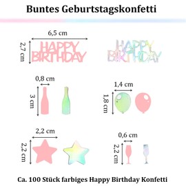 DazzJoy Glitter Confetti Table Decoration Birthday Large 1-6.5 cm, Pack of 100 Happy Birthday Decoration Streamers, Confetti Birthday for Women Girls Boys, Birthday Decoration Table, Confetti Pink