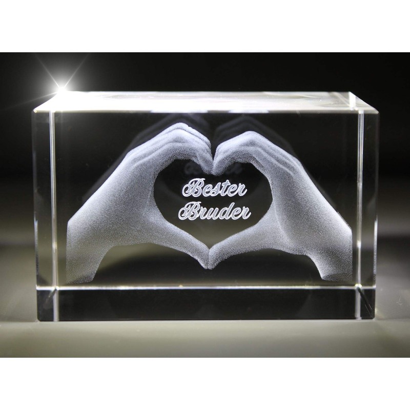 VIP-LASER 3D Glass Crystal with Engraving I Heart in Two