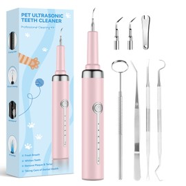 UKEXE Dog Plaque Tartar Remover for Teeth, Pet Ultrasonic Tooth Cleaner, Dental Tools Cleaning Kit for Teeth Stains for Dogs & Cats with 5 Modes,Pink