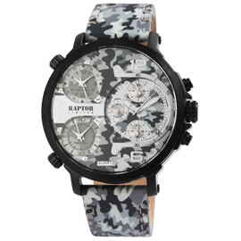 Raptor Limited Maxx Men's Quartz Watch with 3 Time Zones, RA20130, Black/grey/white - Raptor Limited Maxx