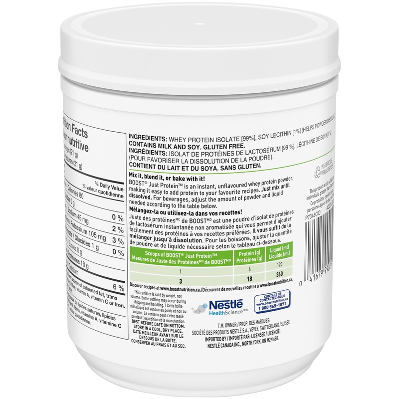 Boost JUST Protein Unflavoured Instant Whey Protein Isolate Powder, 227