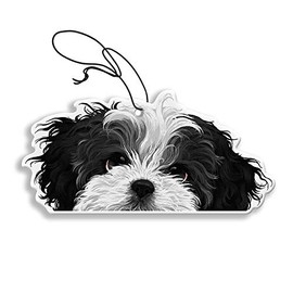 WIRESTER Hanging Air Freshener for Car, Home, Bathroom, Office, Decorative Charm Ornaments, Black White Shih Tzu Dog