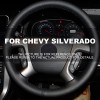 CHUSYYRAY 15" Steering Wheel Cover Genuine Leather for Chevy Silverado