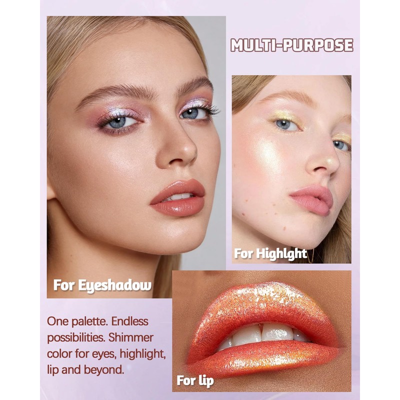Duochrome Eyeshadow Palette, Multichrome Chameleon Holographic Eye Shadow
