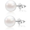 ALYC Pearl Earrings Freshwater Pearl White Button Stud Earrings with