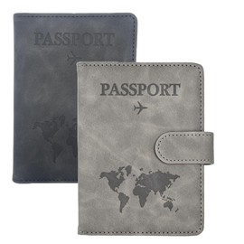 BRELIE RFID Blocking Passport Wallet with Magnetic Strap – The Ultimate Travel Companion, Passport Holder Cover Wallet Case, Vegan Leather Travel Wallet with RFID Blocking (Grey)