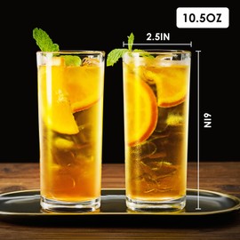 FrutPunch Highball Glasses Set of 2, 10 OZ Drinking Glasses, Lead-Free Crystal Cocktail Glasses, Water Glasses for Juice, Cocktails, Wine, Iced Tea, Mojitos Glassware Set