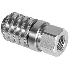 PD242 Series PD Steel Hydraulic Test Port and Diagnostic Equipment Quick Connect Coupler with Female Pipe Thread, 1/8" Body Size, 1/4" - 18 NPTF Thread Size, 2.12" Length