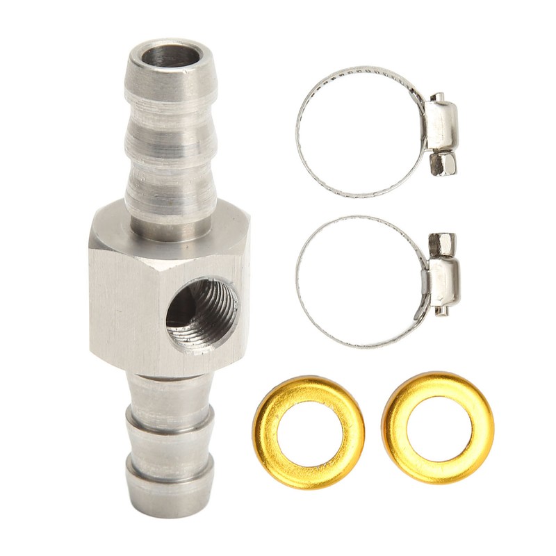 Fuel Line T Fitting Adapter 304 Stainless Steel Pressure Gauge