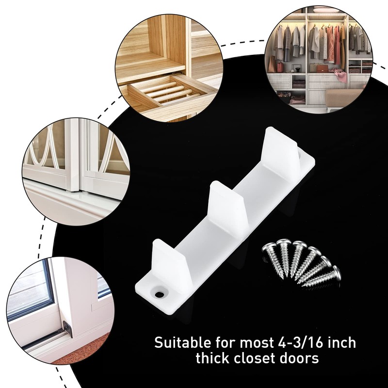 Jetec 15 Pieces Plastic Sliding Closet Door Guide Floor Bottom