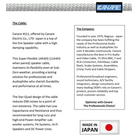 2 Meter - Canare 4S11 - Braid (White + Steel) – Audiophile Grade - HiFi Star-Quad Speaker Cable Pair with Eminence Gold Banana Connectors.