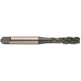 YG-1 E0 Series Vanadium Alloy HSS Spiral Flute Tap, Hardslick Coated, Round Shank with Square End, Modified Bottoming Chamfer, #8-32 Thread Size, H3 Tolerance