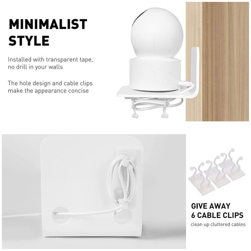 3 PCS Small Security Cameras Wall Shelf with 6 Cable