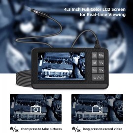 Universal Industrial Endoscope Borescope 1080P HD 4.3'' Screen 8mm Inspection Snake Camera