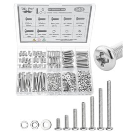Mr. Pen- Nuts and Bolts Assortment Kit, 540 pcs, Stainless Steel, M3(7 Sizes 6-30mm) Phillips Pan Head Socket Cap Screws Assorted Nuts and Bolts Nut Bolt and Washer Assortment Bolt and Nut Assortment