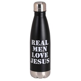 Dicksons SSWBBLK-22 Real Men Love Jesus - 17 Ounce Black Stainless Steel Sports Travel Water Bottle