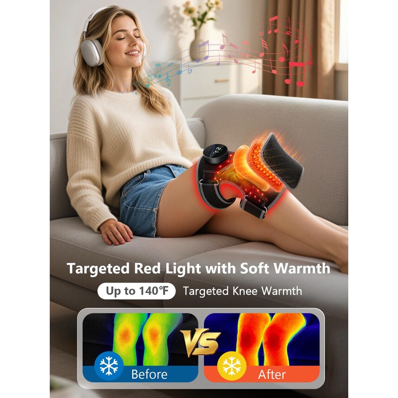 3-in-1 Red Light Therapy Knee Massager with Heat & Vibration