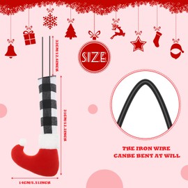 2 Pieces Christmas Buffalo Plaid Elf Leg Elf Feet Ornaments Plaid Plush Stuffed Elf Leg with Fixed Wire Christmas Tree Hanging Decorations Festive Decorative Ornaments for Holiday Party (White Black)