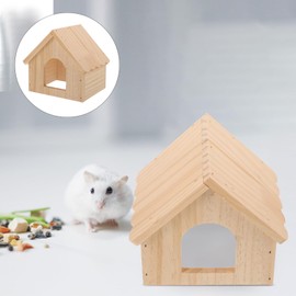 WOONEKY Adorable Hamster Shelter Wooden Resting House Dark Room for Sleeping Pet Enclosure for Small Animals
