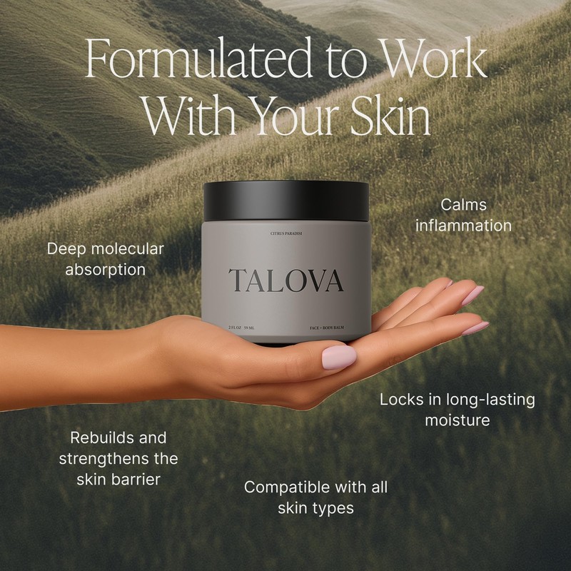 TALOVA - Face + Body Balm, Grass-Fed Tallow Moisturizer for
