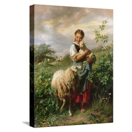 ART.COM Stretched Canvas Print The Shepherdess, 1866 by Johann Baptist Hofner, 12" x 16"